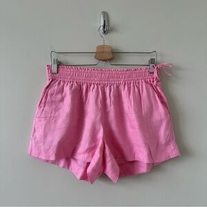 JCREW-BUBBLE Gum Pink 100% Linen Short Shorts (Size:Small)